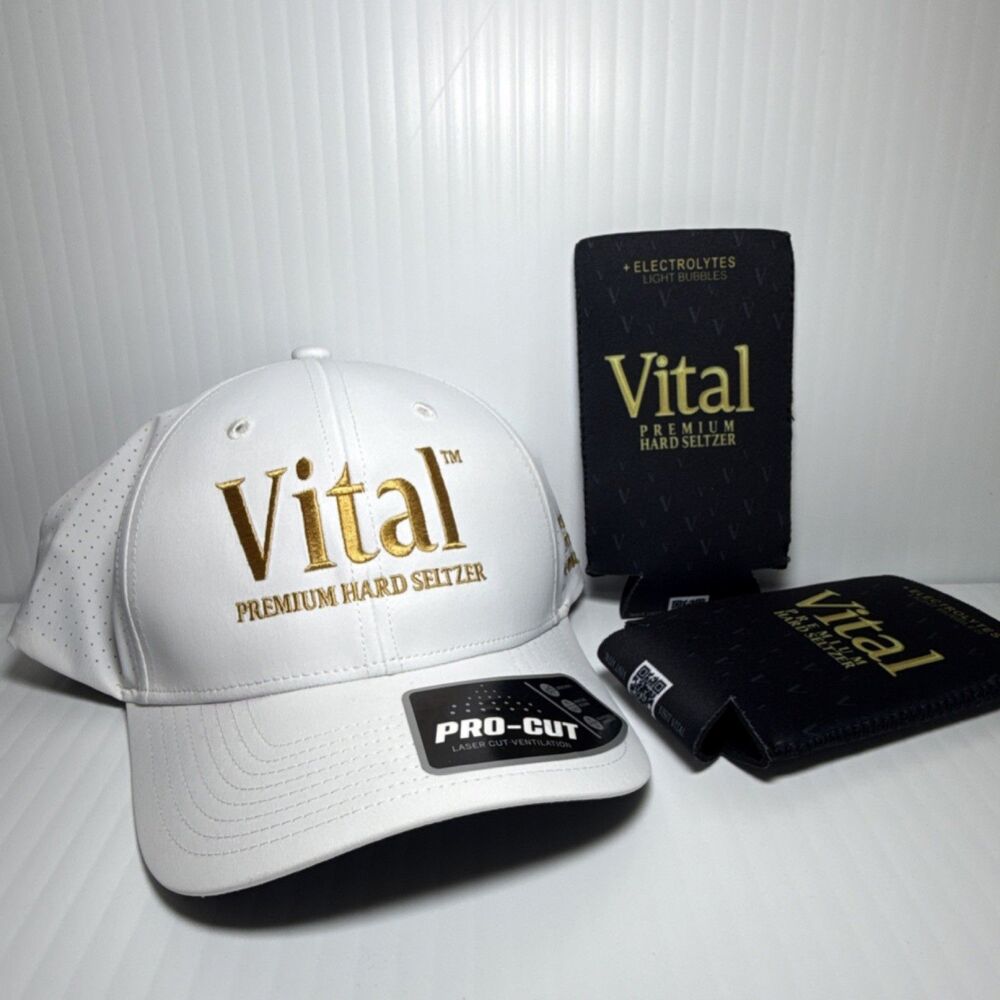 Sport-Tek Vital Premium Hard Seltzer White Baseball Cap, One Size, Adjustable